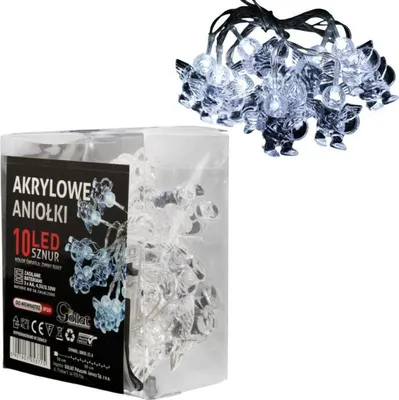 Produktbild von Weihnachtsbaumbeleuchtung an einer Lichterkette, Acryl-Engel, 10 LEDs, batteriebetrieben