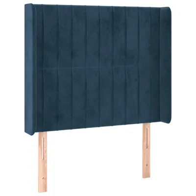 Image de vidaXL Tête de lit avec oreilles bleu foncé 83x16x118/128 cm velours