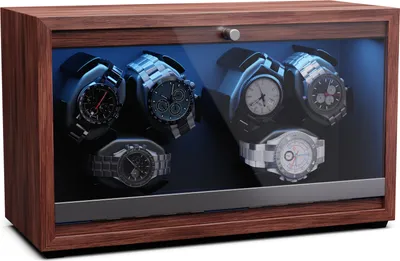 Produktbild von Klarstein Uhrenbeweger für Automatikuhren, Automatik-Uhrenbeweger für 6 Uhren, Automatikuhr Uhrenbeweger mit Acryl-Tür, Automatischer Uhrenbeweger, Blaue LEDs, Watch Winder mit 4 TPD Einstellungen