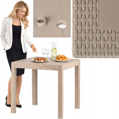 Produktbild von Gartentisch Imitation Rattan Rattan-Tisch Beige Riviera 82 X 82 Cm