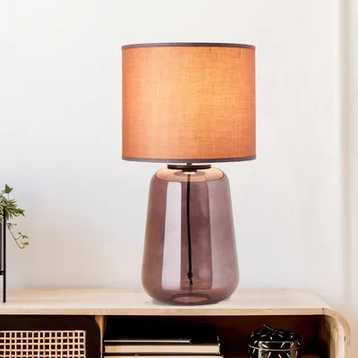 Obrázok produktu pre BRILLIANT moderná stolová lampa HYDRA | fialová stolová lampa s textilným tienidlom a podstavcom zo skla | 1x pätica E27 max. 60W | sklo/textil
