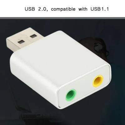 Obrázek produktu pro 7.1kanálový externí adaptér USB 2.0 na 3,5mm stereo audio – zvuková karta, mikrofon a reproduktory (stříbrný)
