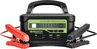 Obrázek produktu pro Startér do auta, kapacita 453,25Wh, napětí 12V/24V, přenosný design, kompaktní rozměry, obousměrné rychlonabíjení