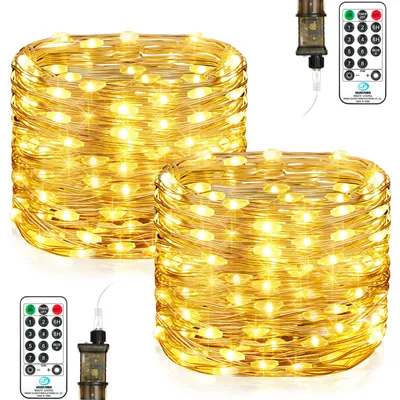 Lichterkette 15 m, 150 LEDs, warmweiß, mit Fernbedienung, Timer, 8 Modi