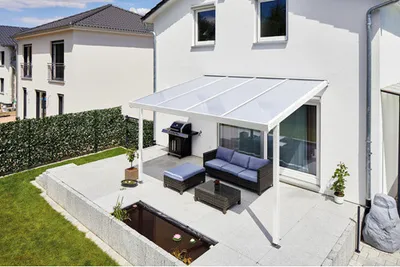 Produktbild von Terrassenüberdachung gutta Premium Polycarbonat opal 410,2 x 306 cm weiß