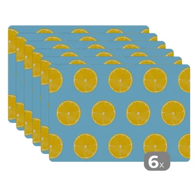 Obrázok produktu pre MuchoWow® Podložky Sada 6 podložiek Umývateľné podložky 30x45x0.3cm Lemon - Farby - Vzor Podložka pod stôl Nekĺzavá a odolná voči teplu