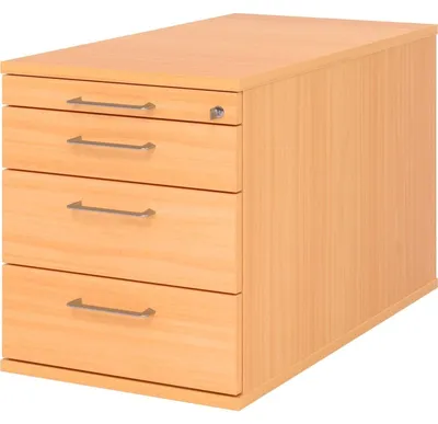 Produktbild von Rollcontainer 80cm 3 Schub Schloss Bügelgriff Buche