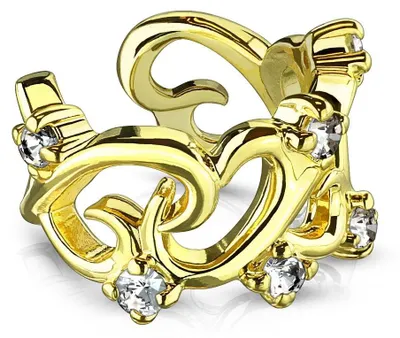 Productafbeelding van Oorhaken "VERBONDEN HARTEN" van messing, verguld met rhodium, in zilverkleur - Oorhanger E