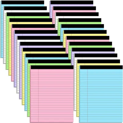 Image de Blocs-notes, lot de 24 – Papier quadrillé de différentes couleurs, format 8,5 x 11 pouces