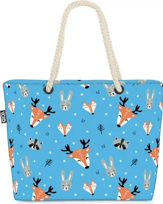 Produktbild von VOID Tiere Kinder Muster Strandtasche Shopper 58x38x16cm 23L XXL Einkaufstasche Tasche Reisetasche Beach Bag