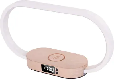 Produktbild von Nachttischlampe mit kabellosem Ladegerät, Touch mit USB-Anschluss, Induktionsladegerät mit Uhr, Tischlampe mit 3 Farbmodi und dimmbar, Holz & Weiß