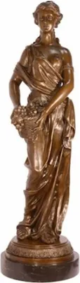 Produktbild von Casa Padrino Luxus Jugendstil Bronze Skulptur Dame Bronzefarben / Schwarz 29 x 24,8 x H. 85 cm - Elegante Bronzefigur mit Marmorsockel - Barock & Jugendstil Deko Accessoires