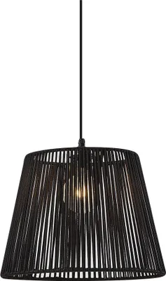 Zdjęcie produktu dla Zewnętrzna lampa wisząca czarna z czarnym sznurem IP44 - Cava Jayla