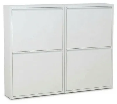 Image de Pisa meuble à chaussures avec 4 portes. Métal blanc. Livré assemblé.
