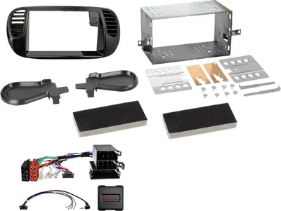 Zdjęcie produktu dla Zestaw 2-DIN kompatybilny z Fiat 500 10/2007-07/2015 SWC czarny matowy