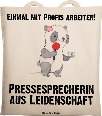 Produktbild von Mr. & Mrs. Panda Schultasche Pressesprecherin Leidenschaft - Transparent - Geschenk, Tasche, Shopping, Tote Bag, festivaltasche, Jutebeutel, Laptoptasche
