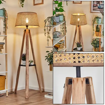 Produktbild von Casalina Stehlampe aus Holz/Metall/Wiener Geflecht/Rattan in Natur/Schwarz