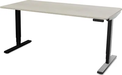 Produktbild von ASSMANN Elektrisch höhenverstellbarer Schreibtisch Y-Line Curved Eiche Polar Schwarz, 180x80cm, Memoryfunktion, 2-fach-Motorik
