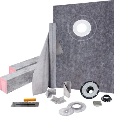 Image de Kit d'étanchéité pour salle de bains Kit d'étanchéité pour douche 965,2x1524mm avec évacuation décalée - Kit d'étanchéité PVC pour douche et bain - Protection étanche