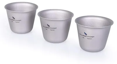 Productafbeelding van Mini drinkbekers, 15 ml, titanium, 3 stuks, geschikt voor kamperen, picknicken en outdoor activiteiten