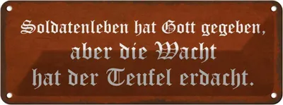 Produktbild von vianmo Blechschild 10x27 cm Soldatenleben hat Gott gegeben Dekoration Spruch Zitat