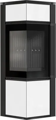 Produktbild von Kaminofen aus Stahl KRATKI TORA/S 8 kW Ø 150 Weißes Glaspaneel schwarz Verkleidung