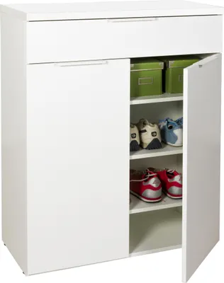 Produktbild von Kommode - 82 x 102 cm - 2 Türen - 1 Schublade - Weiß Hochglanz
