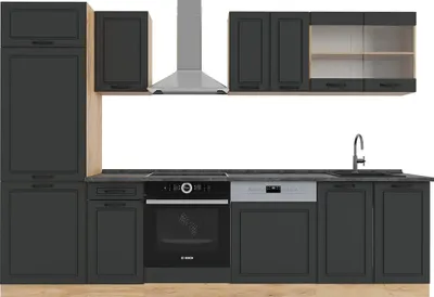 Immagine prodotto di Cucina componibile Vicco R-Line Antracite rustico/rovere dorato 300 cm senza piano di lavoro, Model 53944