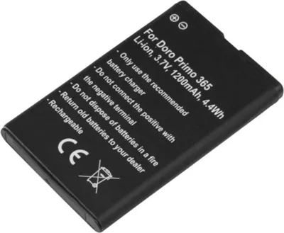 Zdjęcie produktu dla Avizar, zapasowy akumulator litowo-jonowy 3,7 V 1200 mAh do telefonu Doro Primo 365 – o długiej żywotności, czarny