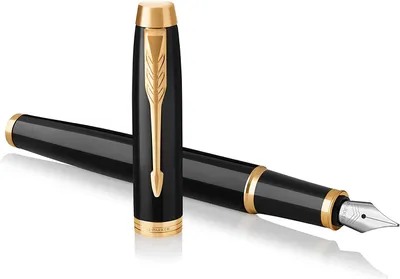 Produktbild von Parker IM, Schwarz, Gold, Kartuschenfüllsystem, Blau, Aluminium, Messing, Metall, Rundspitze, Edelstahl