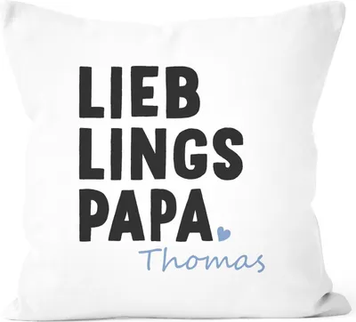 Produktbild von Kissen-Bezug Lieblingspapa Name personalisierte Geschenke für Papa Väter Geschenk Vatertag Kissenhülle SpecialMe® weiß unisize