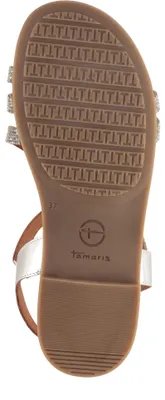 Produktbild von Tamaris Damen Sandale aus Leder mit Strass und Metallic Glanz 1-28120-46, Größe:38 EU, Farbe:Silber