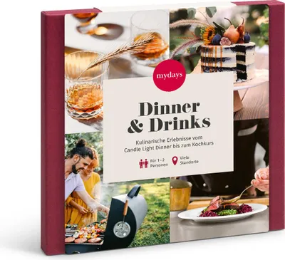 Produktbild von mydays Geschenkbox Dinner & Drinks; Erlebnis verschenken oder selbst erleben; Gutschein für 2 Person(en)