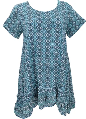 Produktbild von Boho Strandkleid, Minikleid - Blau, Damen, Viskose, Kleider