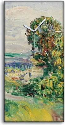 Produktbild von Wandkunst Leinwand Bild Uhr 30x60 Gemälde Abstrakte Wald Bäume Landschaft Kunst - weiße Hände