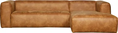 Produktbild von WOOOD Bean Ecksofa Rechts Cognac - 4-Sitzer Sofa Recycle-Leder 73x305x96 cm