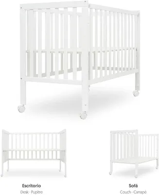 Imagen del producto de Cama auxiliar de 120x60 cm, madera, color blanco, con altura ajustable