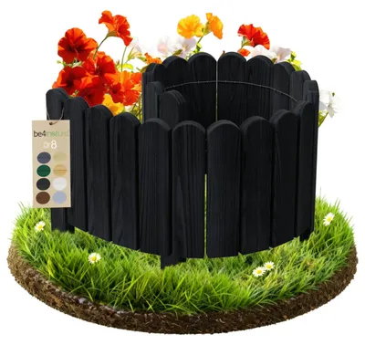 Image de be4nature Bordure roulante flexible en bois 100 x 30 cm Noir foncé Bordure de parterre imprégnée en bois de pin Bordurette de Pelouse Rollborder