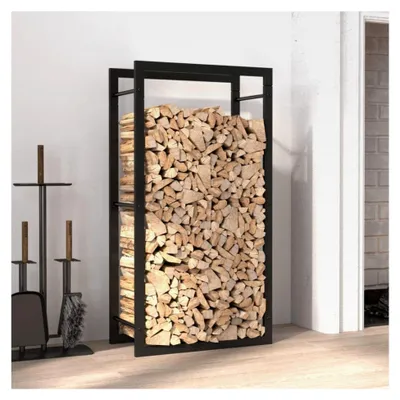 Produktbild von Kaminholzregal, mattschwarz, 50 x 28 x 94 cm, Stahl