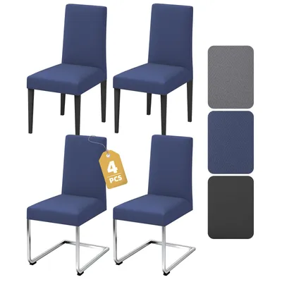 Produktbild von Verdego Stretch-Stuhlhussen 4er-Set, Esszimmerstuhlbezug, Wasserabweisend Waschmaschinenfest, Stuhlbezug für Zuhause, Restaurant Hochzeit, Marineblau