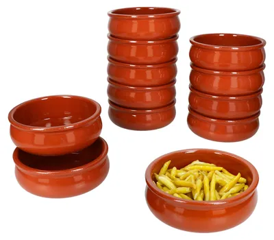 Zdjęcie produktu dla 12x BERLIN Cazuela miska bulwiasta Ø15.7cm gliniana rozmiar M śródziemnomorskie antipasti