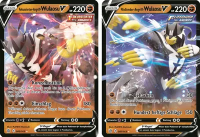 Produktbild von Wulaosu V Fließender Angriff & Wulaosu V Fokussierter Angriff SET SWSH 5 85,87/163 Sammelkarten Pokemon Einzelkarten
