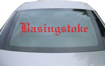 Produktbild von Indigos UG - Aufkleber Heckscheibe & Motorklappe DE6594 - rot - 600x110 mm - Basingstoke - Auto Scheiben Fenster Heckklappe Tuning Racing JDM - Die cut