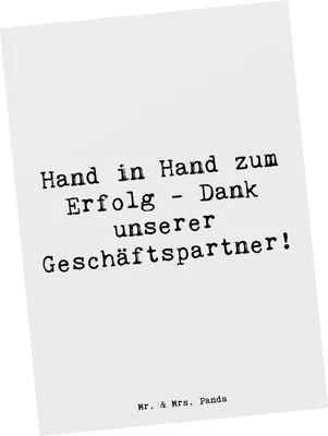 Produktbild von Mr. & Mrs. Panda Grußkarte Spruch Erfolg Geschäftspartner - Weiß - Geschenk, Danke, Schlüsselanhänger, Ansichtskarten, Dankeskärtchen, Postkarte, Zusammenarbeit, sagen