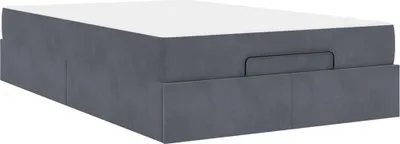 Zdjęcie produktu dla Łóżko Tapicerowane 120x200 Szare Jednoosobowe z Pojemnikiem z Materacem