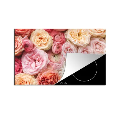 Obrázok produktu pre KitchenYeah® Kryt varnej dosky kvety - ruže - ružová, 85x52cm, kuchynská dekorácia, keramický kryt varnej dosky, krycia doska na varnú dosku