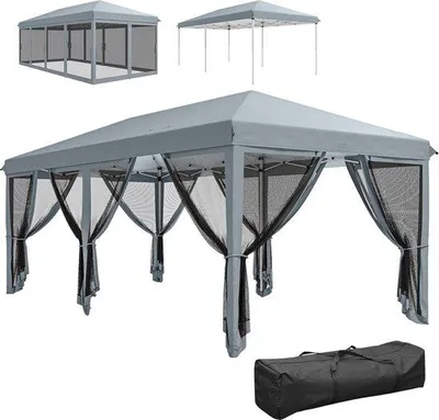 Image de Abri de jardin - Pliable - 6 x 3 m - Protection UV - Moustiquaire