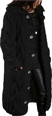 Produktbild von ASKSA Damen Strickjacke Grobstrick Casual Sweater Cardigan mit Knoepfen Oversize Strickcardigan, Armeegruen, 5XL