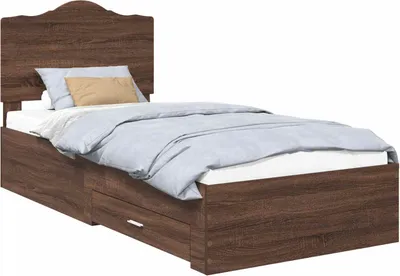 Productafbeelding van vidaXL Bedframe, bruin, eikenlook, 70 x 190 cm, houtvezel