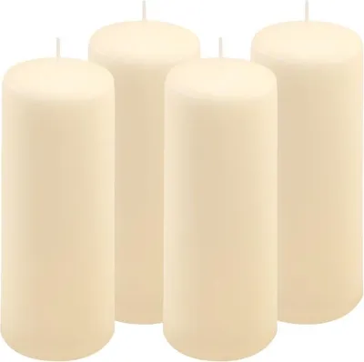 Obrázok produktu pre Sada stĺpových sviečok, 20 cm, Ø 7,5 cm, krémová, 4 ks